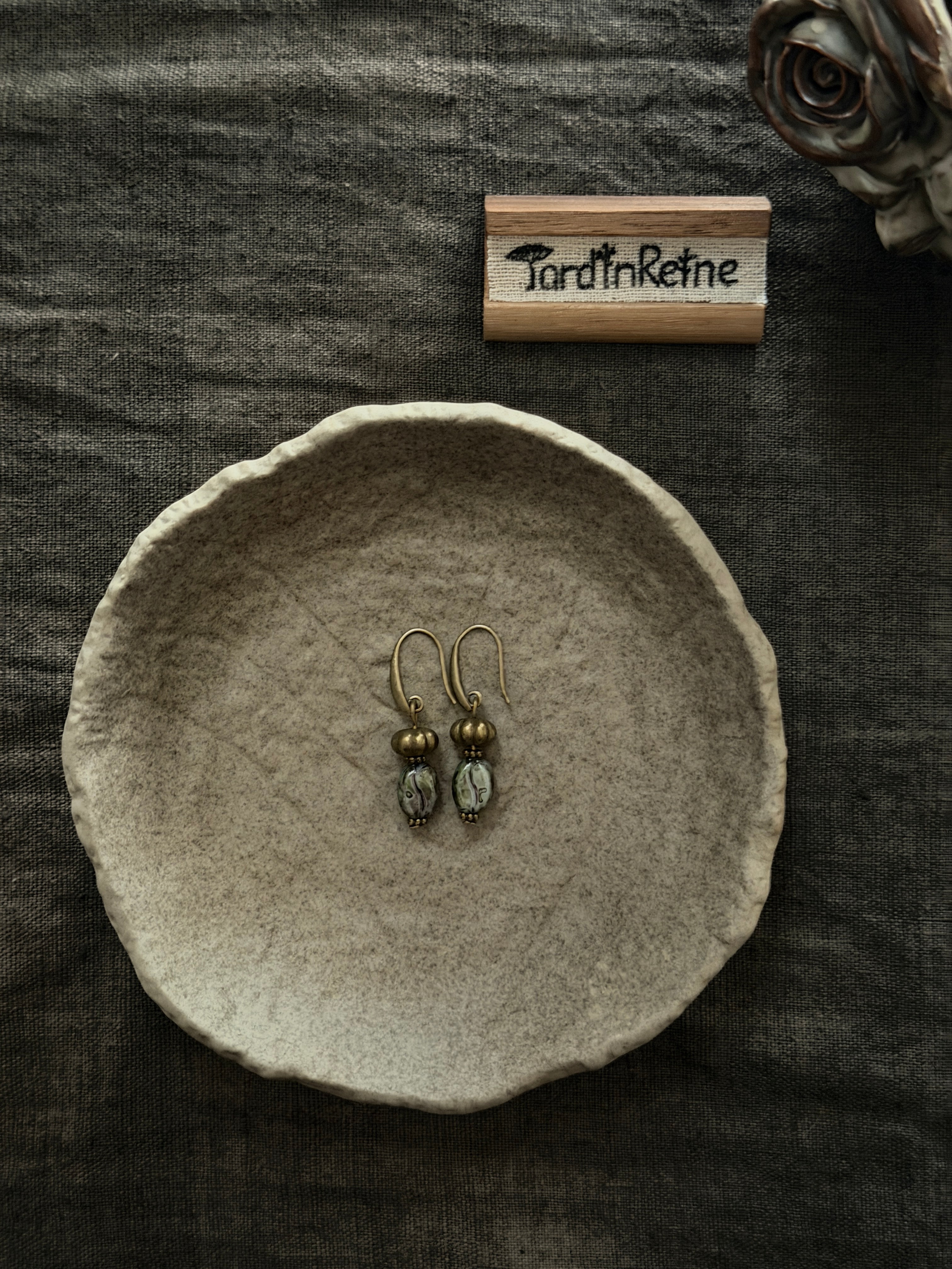 Moss Dew——Verdant Coffee Bean Earrings