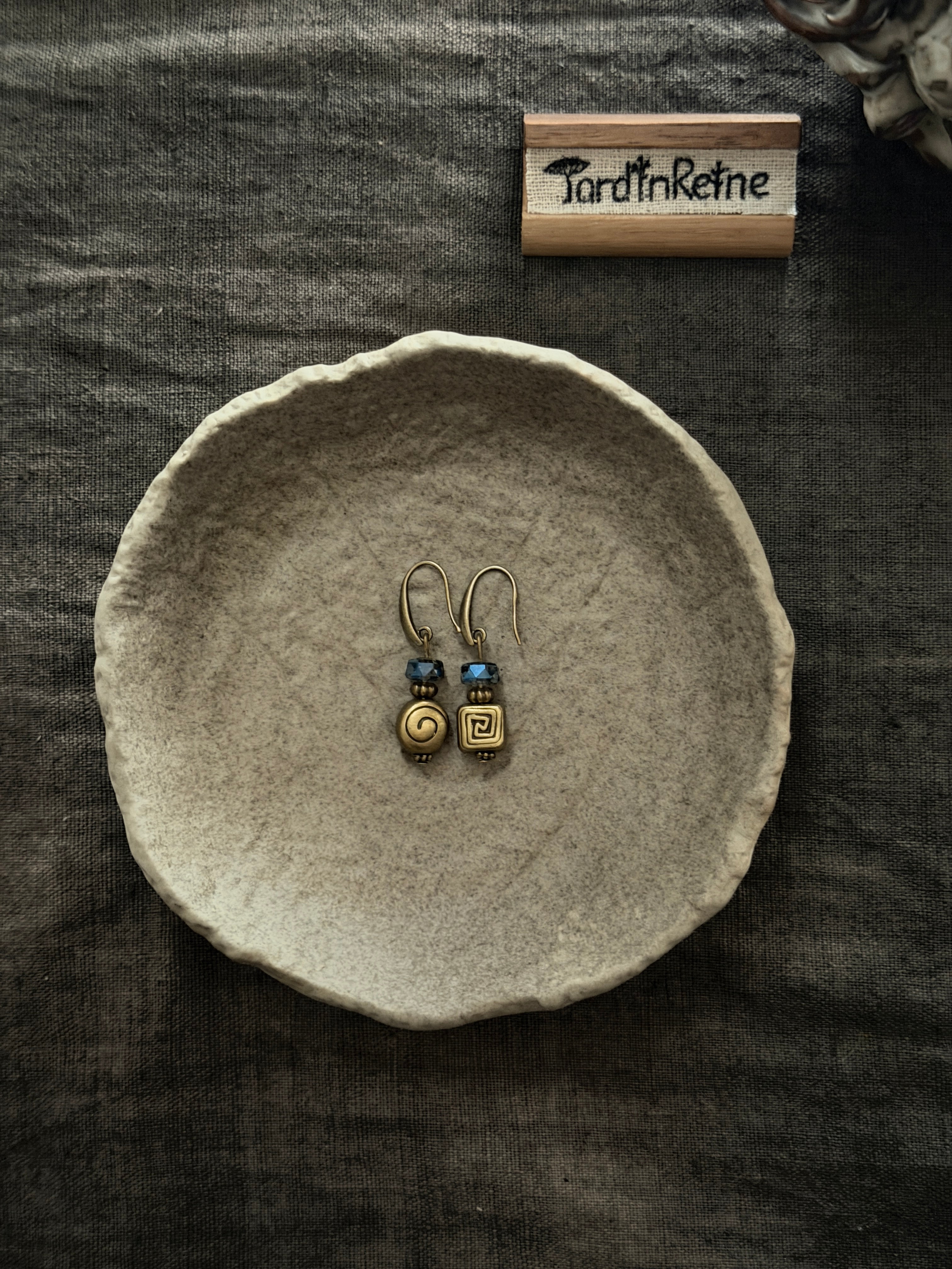 Nocturne Maze——Sapphire Blue Brass Earrings