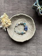 Moonlit Rosette——Blue Glazed Glass Brass Vintage Bracelet