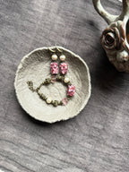 Blush Rosette——Pink Glazed Glass Brass Vintage Bracelet