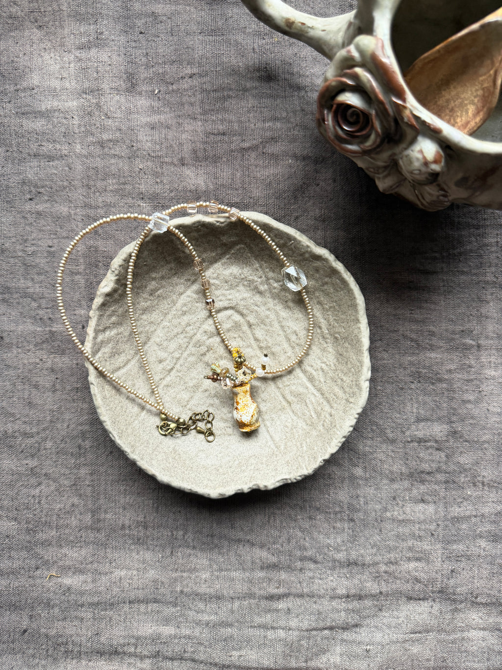 Sunlight——Yellow Glazed Glass Vase Vintage Necklace