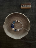 Moonlit Rosette——Blue Glazed Glass Brass Vintage Bracelet