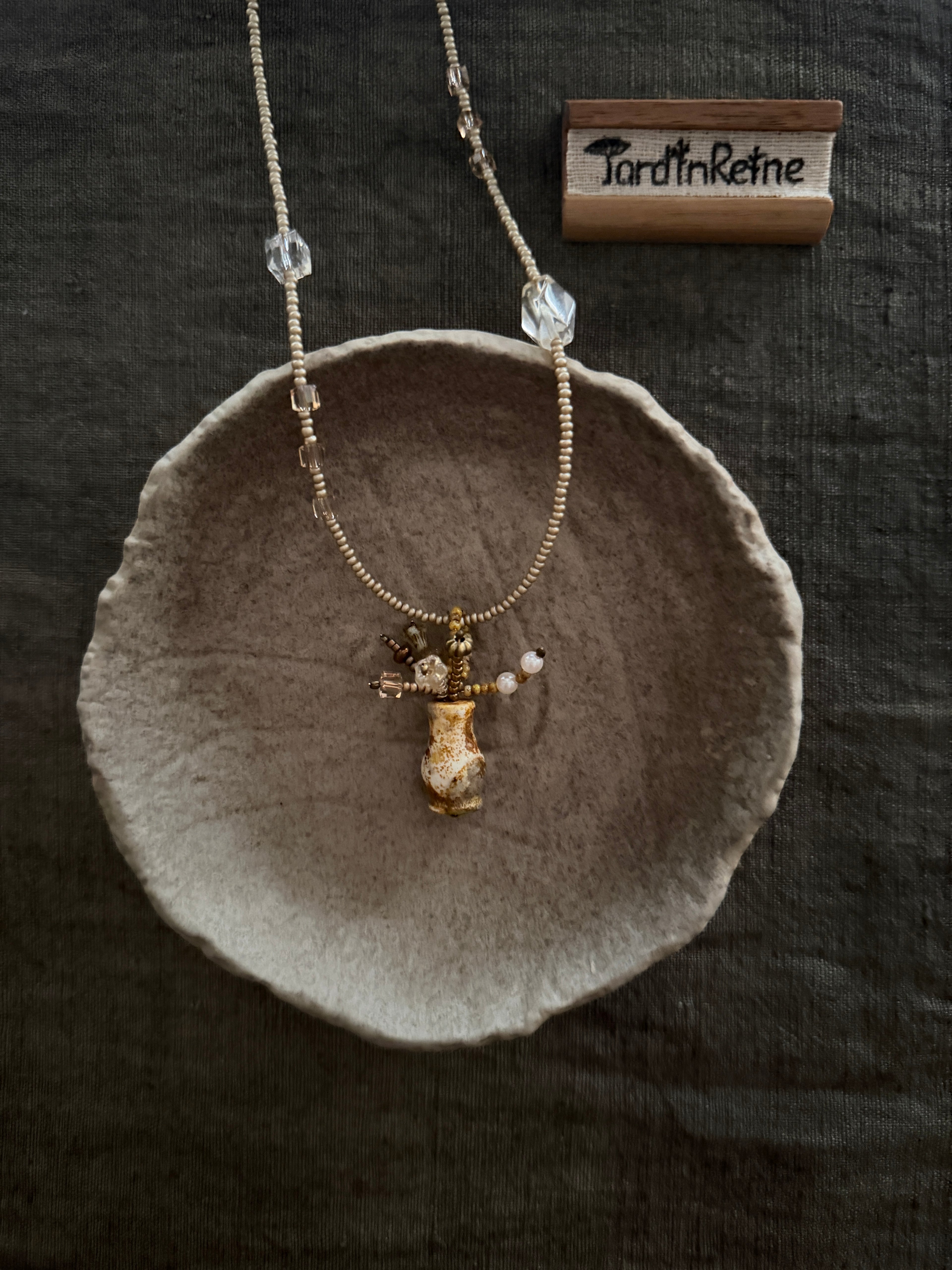 Sunlight——Yellow Glazed Glass Vase Vintage Necklace