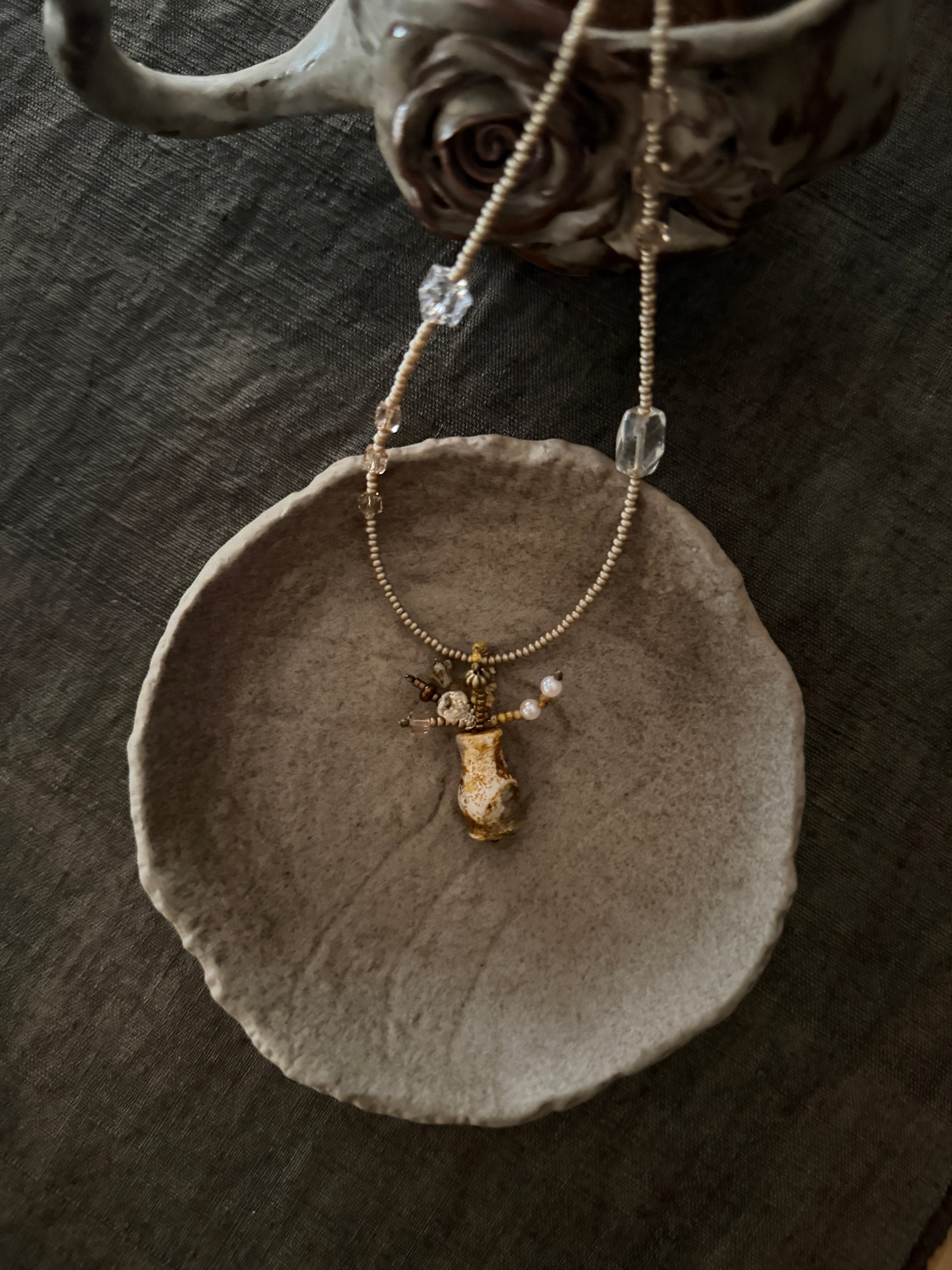 Sunlight——Yellow Glazed Glass Vase Vintage Necklace