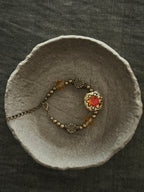 Sun-Kissed——Sunflower Glazed Glass Brass Vintage Bracelet