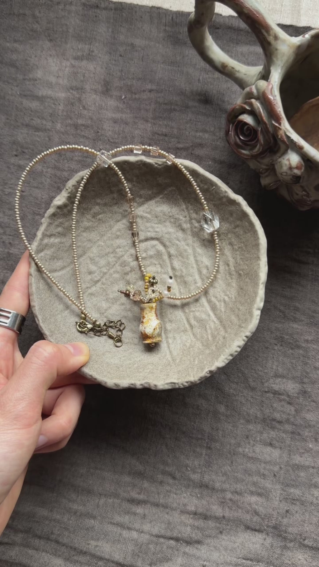 Sunlight——Yellow Glazed Glass Vase Vintage Necklace