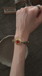 Sun-Kissed——Sunflower Glazed Glass Brass Vintage Bracelet